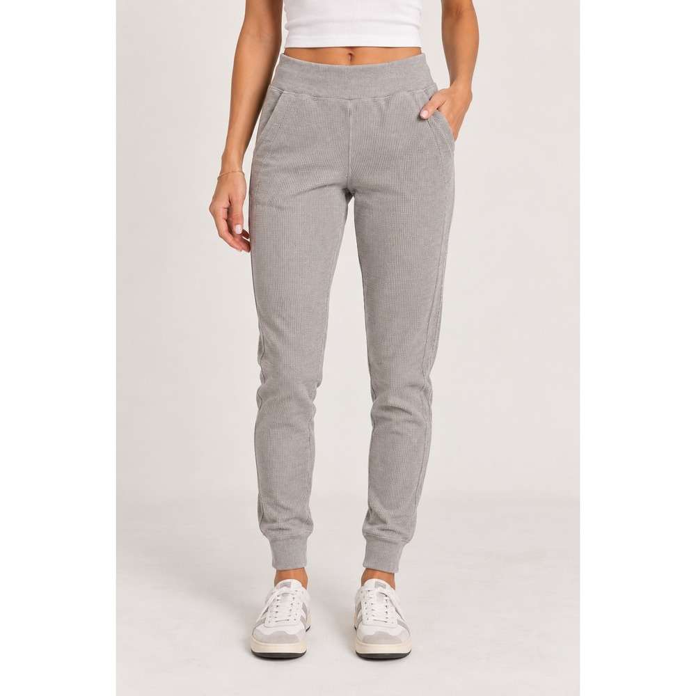 Pact Joggers 100% Organic Cotton Pants Gray Waffle Knit Loungewear Womens Small